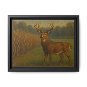 Canvas Print, Whitetail Deer Wall Art, Iowa Wildlife Painting, Multi-Color Framed Home Decor, Nature Lover Gift, Rustic Cabin Decor,