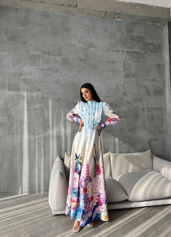 atlas maxi dress Atlas Maxi Dress Silk Fawn Tie Dye | Cream Tie Dye Silk Deep V Open Back Maxi Dress | FARA Boutique