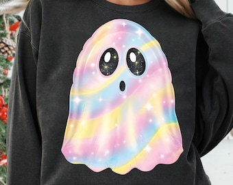 Retro Disco Iridescent Ghost Sublimation PNG Cute Disco Ghost PNG Retro Cute Ghost PNG Glitter Ghost Adorable Ghost Png Spooky Vibes Png