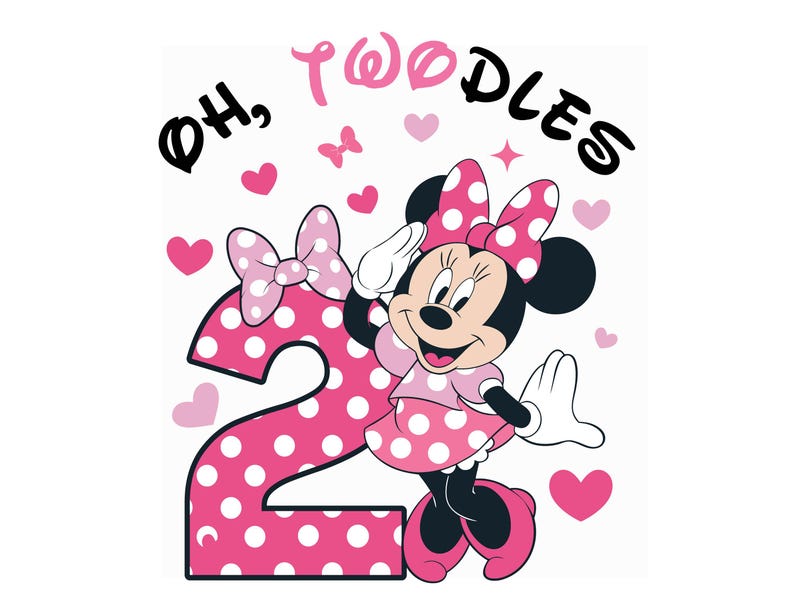 Oh Twodles Matching Family Members Minnie Birthday Girl, Minnie Mouse Png Shirt Design for Mini Lover 2 Year Old Cut File Toddler Second Two image 2
