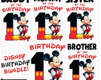 Red Mickey Mouse 1st Birthday PNG: Family Matching Shirt Graphic, Best Birthday Gifts 2026 Age Number One (Digital Download)