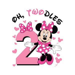 Oh Twodles Matching Family Members Minnie Birthday Girl, Minnie Mouse Png Shirt Design for Mini Lover 2 Year Old Cut File Toddler Second Two