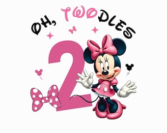 Oh Twodles Matching Family Members Minnie Birthday Girl, Minnie Mouse Png Shirt Design for Mini Lover 2 Year Old Cut File Toddler Second Two