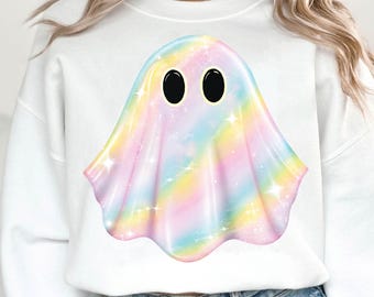 Retro Disco Iridescent Ghost Sublimation PNG Cute Disco Ghost PNG Retro Cute Ghost PNG Glitter Ghost Adorable Ghost Png Spooky Vibes Png