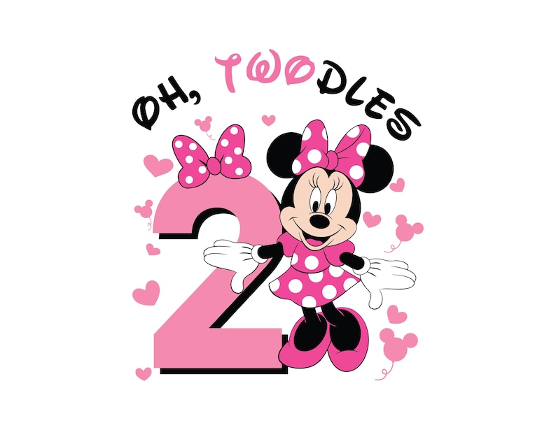 Oh Twodles Matching Family Members Minnie Birthday Girl, Minnie Mouse Png Shirt Design for Mini Lover 2 Year Old Cut File Toddler Second Two image 2