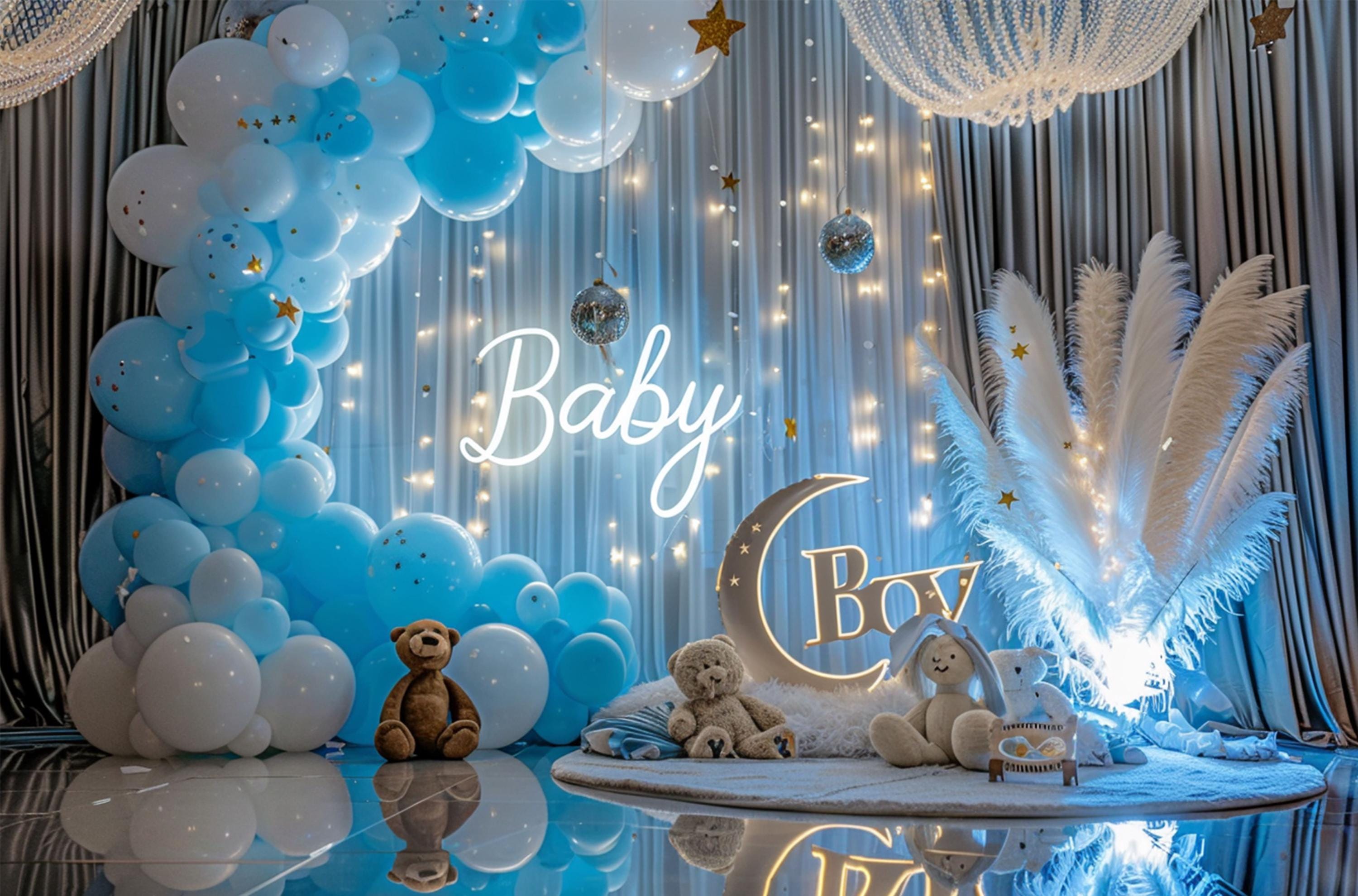 Teddy Bear Baby Shower Backdrop | Gender Neutral Balloon Arch (digital ...
