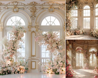 Fondo fotográfico floral para bodas / Fondo digital rosa para habitación (Descarga digital)
