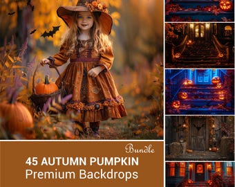 Halloween Digital Backdrops | Spooky Photography Backgrounds | Haunted Fall Photo Overlays | Halloween Backdrop Bundle