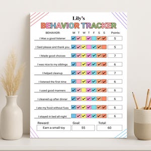 Behavior Reward Chart for Kids Editable, Behavior Tracker for Kids, Good Behavior Chart, Children Behavior Chart, Home, Classroom, Printable