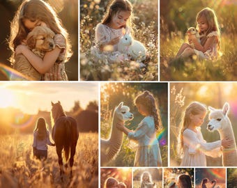 Superposiciones fotográficas con luz solar, efectos de arcoíris natural