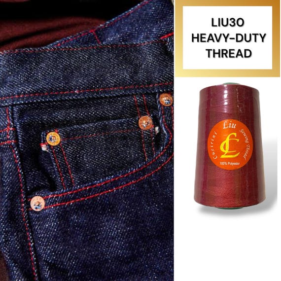 Heavy Duty Sewing Thread No. 30 for Denim & Leather - 5000m Maxi Spool - 100% Polyester High Tenacity - All Colors Available