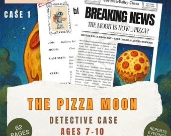 Printable Kids Detective Game | Pizza Moon Mystery (Ages 7-10) (Digital Download)