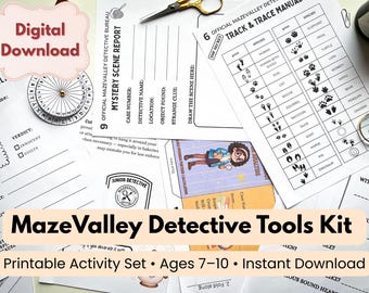 MazeValley Detective Tools Kit – Printable Kids Detective Roleplay Pack | Activity Set (digital download)