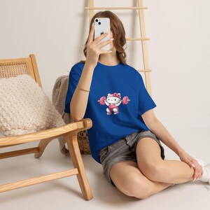 Hello kitty Weightlifter T-Shirt | Cute Gym Kitty Tee image 15