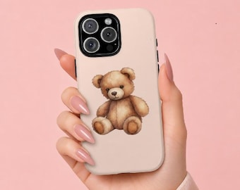 Vintage Teddy Bear Phone Case | Cute Plush Illustration iPhone Case