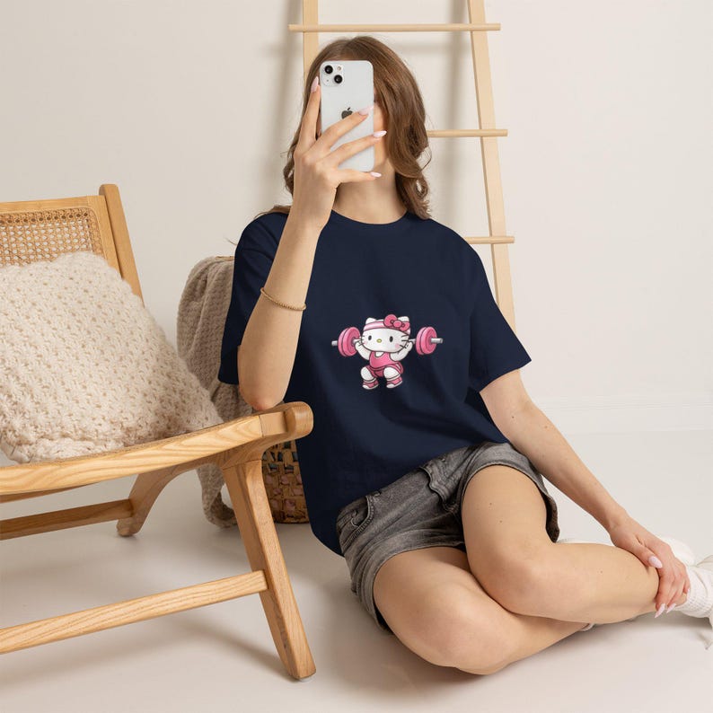 Hello kitty Weightlifter T-Shirt | Cute Gym Kitty Tee image 16
