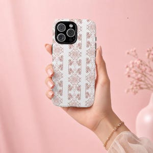 Rose Gold Floral Stripe Phone Case | Tough Case