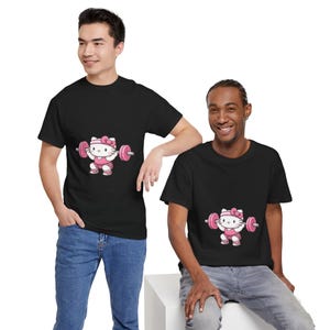 Hello kitty Weightlifter T-Shirt | Cute Gym Kitty Tee image 20