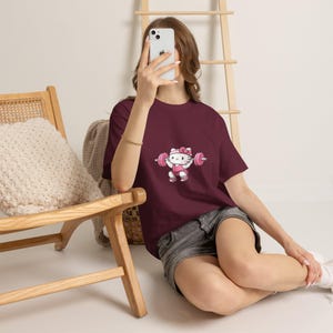 Hello kitty Weightlifter T-Shirt | Cute Gym Kitty Tee image 8