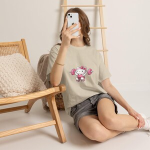 Hello kitty Weightlifter T-Shirt | Cute Gym Kitty Tee image 4