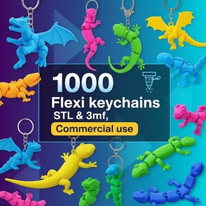 1000+ Flexi Mini Animal Keychains – 3D Print Files (STL & 3MF), Commercial Use