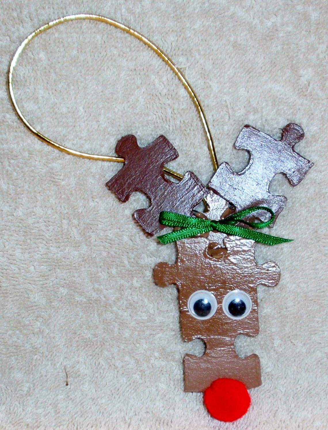 Christmas Puzzle Piece Ornaments Etsy
