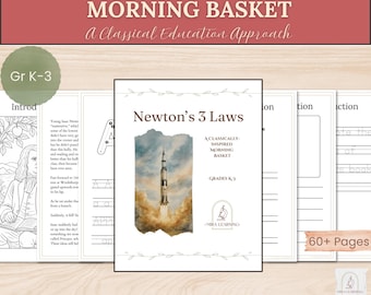 Newton’s Laws of Motion Morning Basket | K–3 Science Unit Study | Copywork, Narration, Dictation | Charlotte Mason & Classical Education