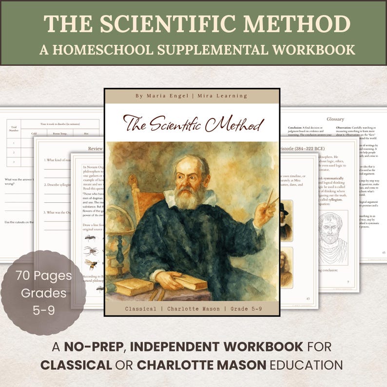Scientific Method Workbook | Grade 5-9 | Classical Education and Charlotte Mason Homeschool Science Narration | Middle School Science image 1