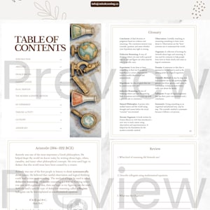 May include: Educational poster with the title "MIRA LEARNING" and a table of contents. The poster includes text about Aristotle, scientific methods, and a glossary. It features illustrations of scientific tools.