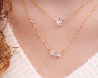 Collar de diamantes Herkimer, collar de capas chapado en oro, regalo metafísico