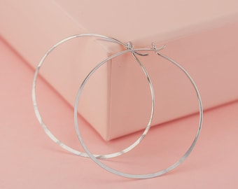 Aros grandes de plata de ley, martillados, circulares de 3,8 cm, geométricos