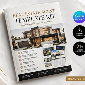 Minimalist Real Estate Presentation Template Canva | Realtor Listing Slides | Modern Property Brochure digital download