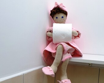 doll toilet roll holder pink