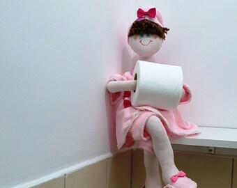 doll toilet roll holder pink