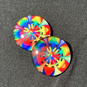 Colorful Mandala Glass Magnets – Set of 2 Handmade Decorative Magnets