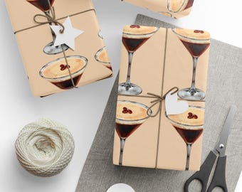 Espresso Martini Pattern Wrapping Paper | Martini Gift Wrap