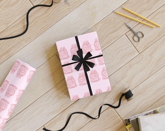 Pink Birthday Cake Pattern Wrapping Paper Roll | Cake Print Gift Wrap