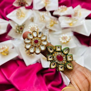 Bulk Kundan Rings Bulk | Mehendi Night Indian Wedding Favor | Bridesmaid Gift | Dholki Mehendi Indian Wedding Favors image 6