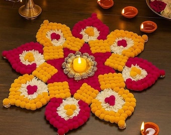 Ręcznie robiona mata rangoli do dekoracji na Diwali i Pooja (zestaw 2 szt.) | Dekoracje festiwalowe | Dekoracje Pooja | Diwali / Dekoracja domu