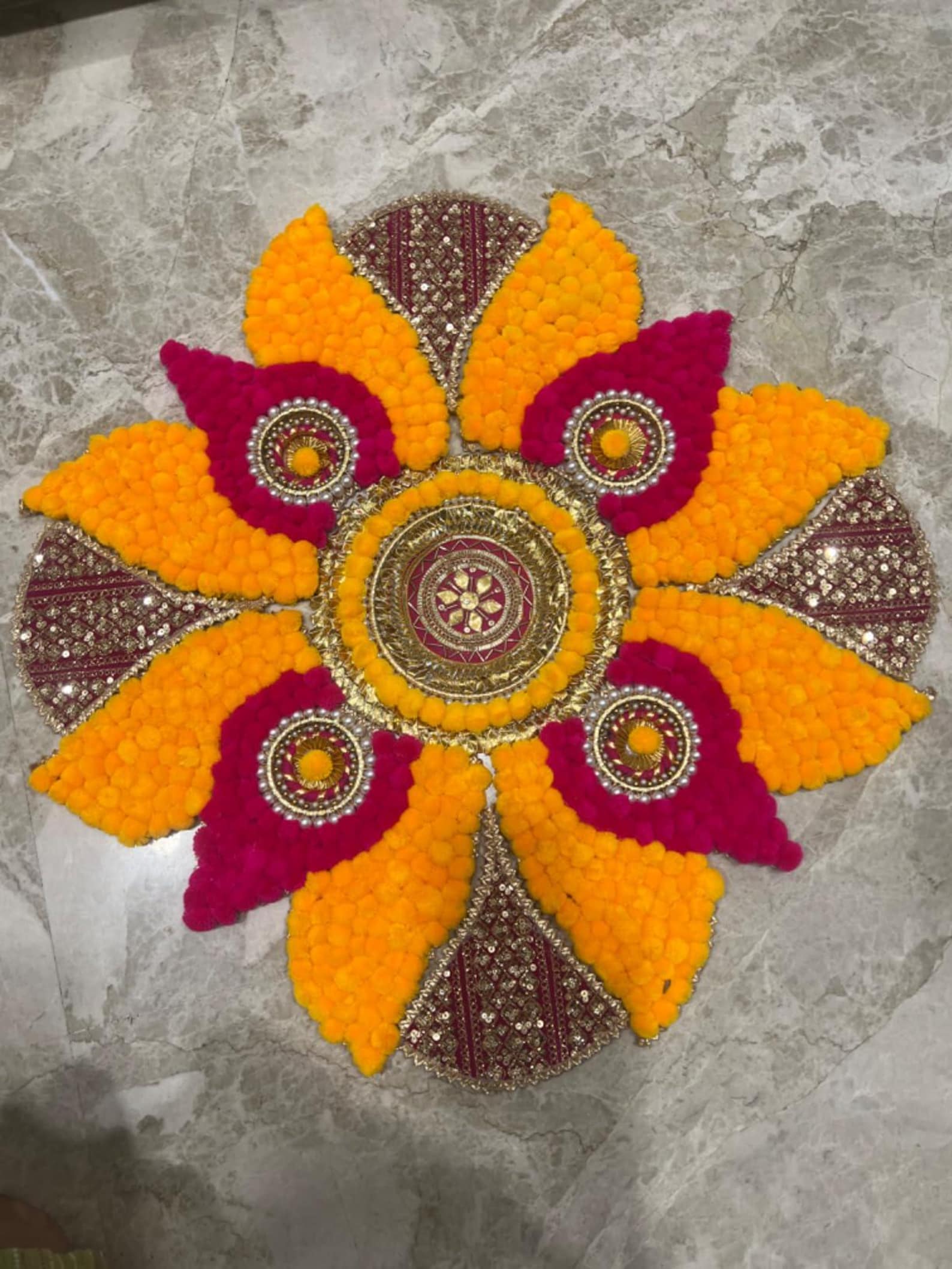 Handcrafted Decorative Rangoli Mat With MDF Base| Pooja and Festive ...