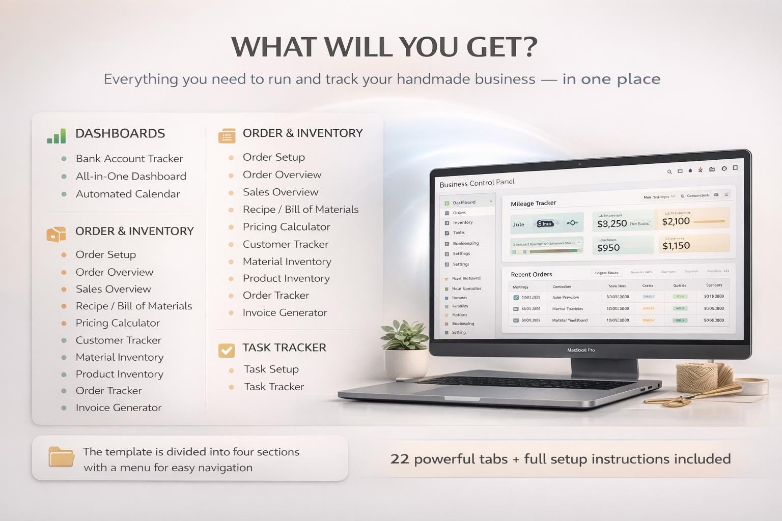 Small Business Kit | Handmade Inventory Order Bookkeeping Pricing Task ...