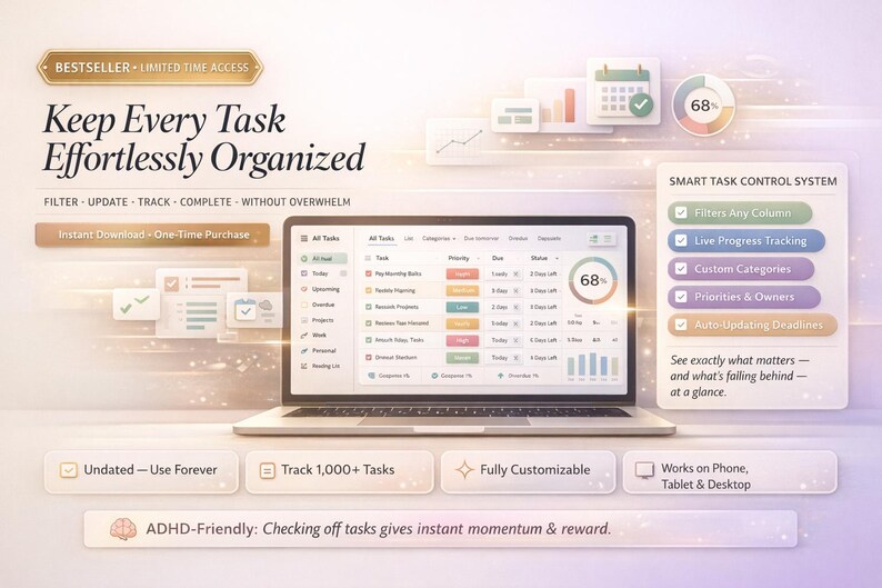 Task Tracker to Do List – Excel & Google Sheets Planner | Recurring ...