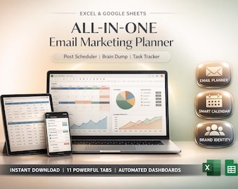 E-Mail Marketing Planer Organizer Newsletter | Excel und Google Sheets | Inhalte des Kalenders:Schedule, Dashboard & Analytiken