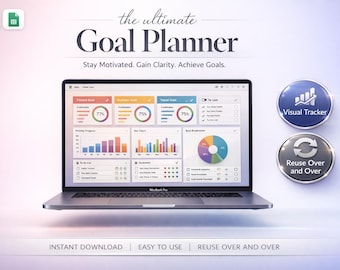 Tor als Planer 2026 Excel & Google Sheets | Automatisiertes Dashboard | Verfolge 15 Tore | Wiederverwendbarer Jahresplaner