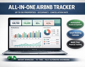 Airbnb Rent-Property-Tracker Tabelle | Einnahmen Ausgaben Buchungskalender | Eigenschaft Dashboard | Excel Google Sheets