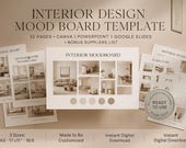 Interior Design Mood Board Template Bundle • Canva & PowerPoint • Material and Furniture Board • Client Presentation