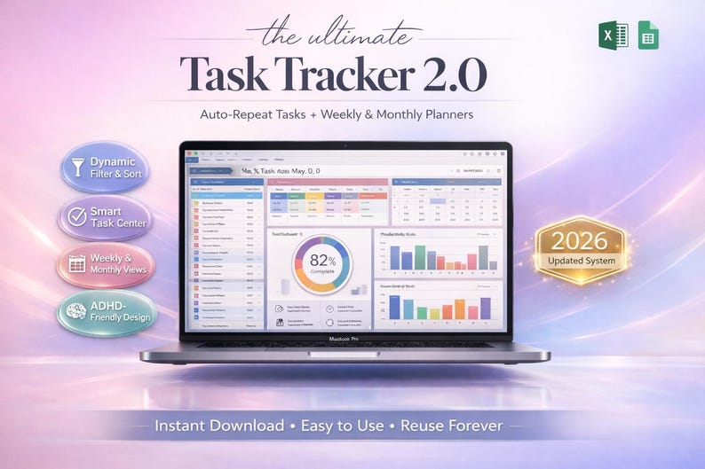 Task Tracker to Do List – Excel & Google Sheets Planner | Recurring ...