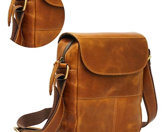 Handmade Buffalo Leather Crossbody Bag – Rustic Travel Sling