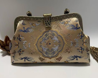 Borsa a mano e a tracolla Song Brocade fatta a mano - Borsa vintage in stile cinese con chiusura a scatto