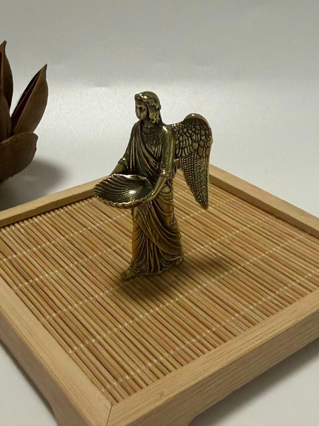 Shell Angel Statue Vintage Brass Guardian Angel Statue With Shell Tray - European Style ...